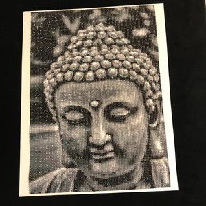 Diamond Dotz Bead Embroidery Complete Buddha Black Gray White 10" x 13.75"